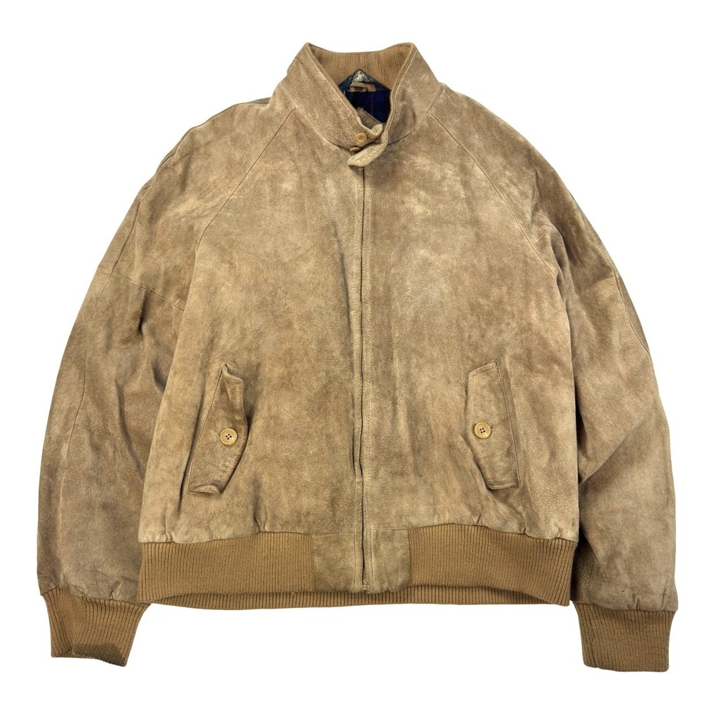 Vintage Crew Suede Leather Jacket‎ Mens Size L (40) Bi-Swing Harrington Tan